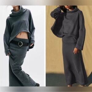 Free People Ottoman Slouchy Tunic Set in Steel Gray – Women’s Small